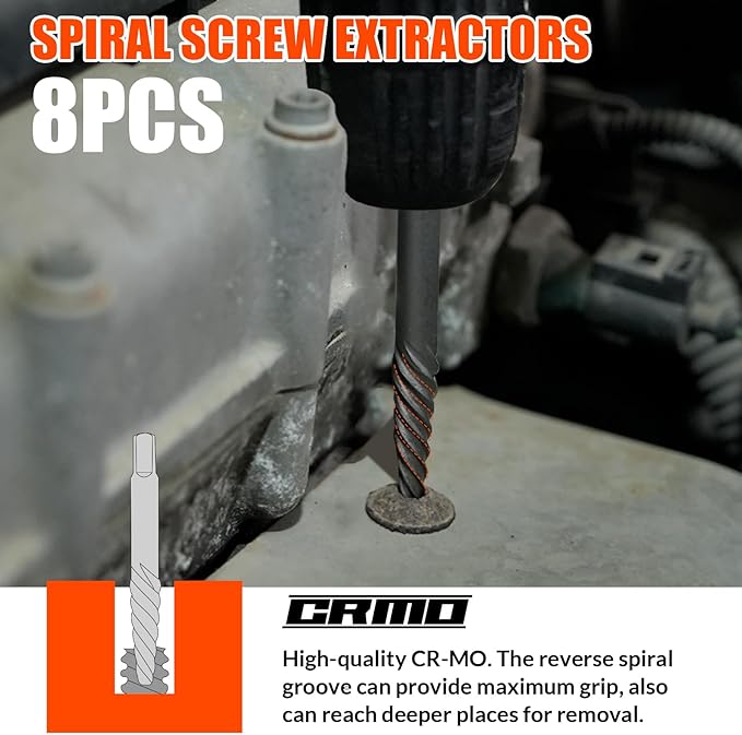 72pcs Bolt Extractor Kit for Men's Gift, Easy Out Screw Extractor Set, Lug Nut Removal Tool with Left Hand Drill Bit Set for Removing Damaged, Frozen, Rusted, Rounded-Off Bolts, Nuts & Screws