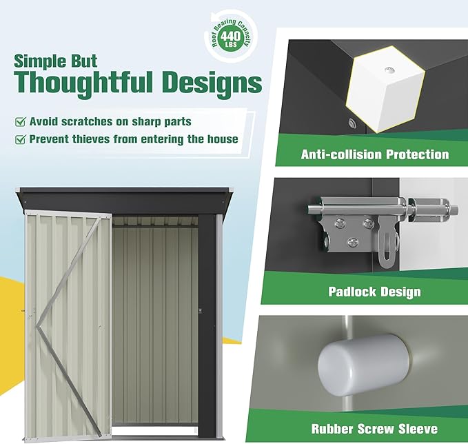 Flamaker 5x3 FT Storage Shed Waterproof Metal Garden Shed with Lockable Door Utility Tool Shed Outdoor Storage for Backyard, Patio and Lawn, White