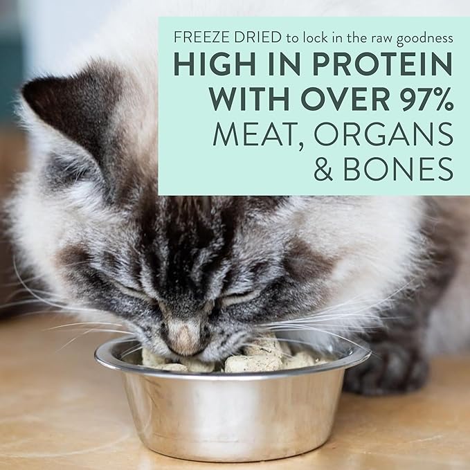 The New Zealand Natural Pet Food Co. Meow Freeze Dried Cat Food - Lamb & Hoki Recipe, High Protein Treats, Meals & Toppers, Dry Cat Food, 9.9 oz