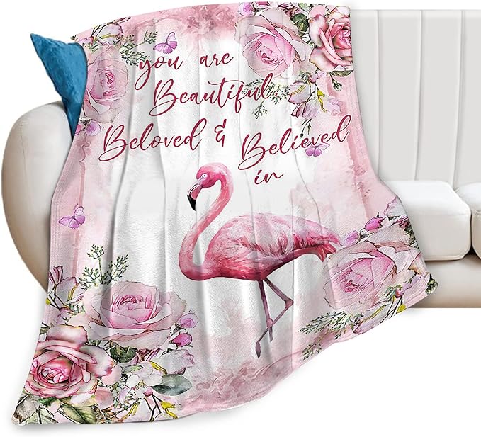 Tijuboni Flamingo Blanket Pink Flamingo Florals Throw Blanket for Girls Women Gifts for Kids Adults Ultra Soft Cozy Fleece Blanket for Couch Sofa Bed 40"x50"