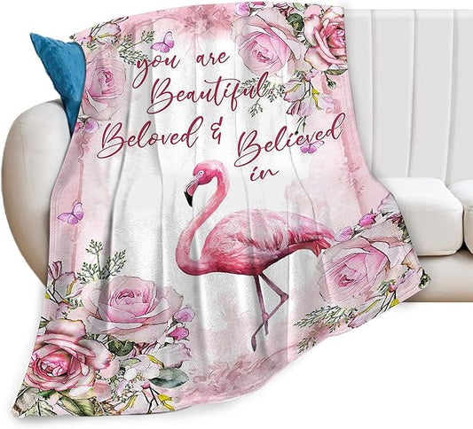 Tijuboni Flamingo Blanket Pink Flamingo Florals Throw Blanket for Girls Women Gifts for Kids Adults Ultra Soft Cozy Fleece Blanket for Couch Sofa Bed 40"x50"