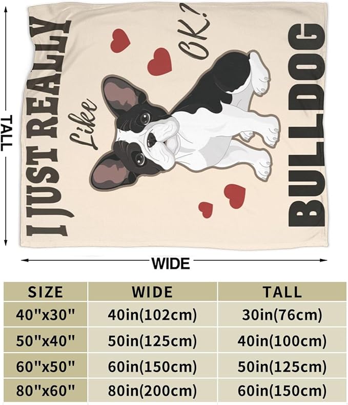 Bulldog Blanket, Soft Plush Fleece Dog Animal Throw Blanket - Cozy Warm Stuffed Blankets Bedding Bulldog Gifts for Women Girls Kids Adults 40"X50"