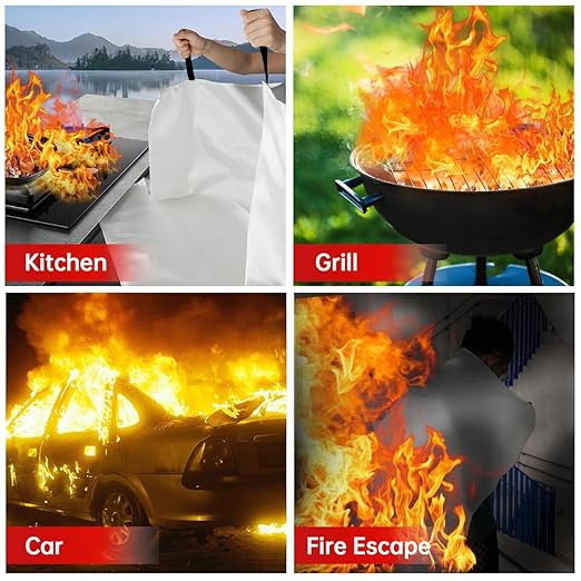 Fire Blankets for Home and Kitchen,4-Pack 40"x40" Emergency Fire Safety Blankets for People House Car Office Warehouse Emergency Survival Safety