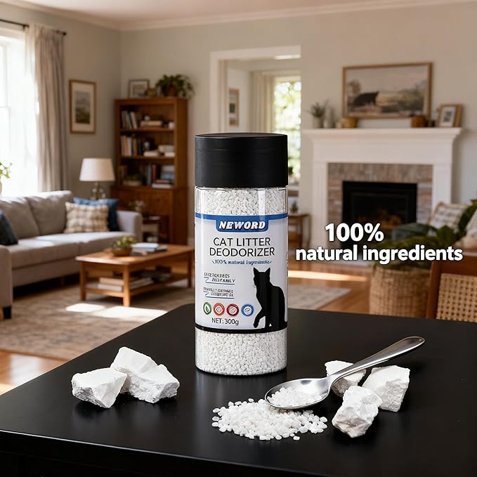 NEWORD Cat Litter Deodorizer Granules, 0.66 LBS Odor Eliminator for Cat Litter Box, Keep Fresh & Odor-Free, Natural & Safe for Cats, Long-Lasting Odor Control, Extends Litter Life by 2X