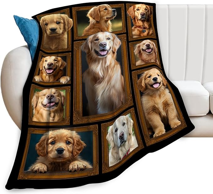 Golden Retriever Blanket, Golden Retriever Dog Throw Blanket, Dog Pet Gifts Blankets Stuff Fleece Flannel Plush for Girls Women Lovers Adults Soft Bedding Gift for Sofa Bed Office Home Decor 60"x50"