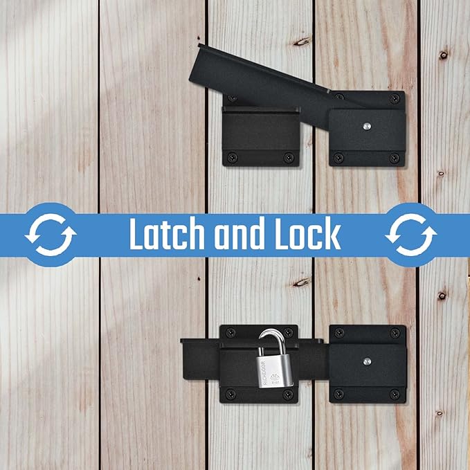 3Pack Flip Gate Latch Lock with Padlock Hole, 3.5mm Aluminum Alloy Door Latch for Outdoor Wooden Fence, Swing Open Gate, Double Gate, Barn Door, Shed, Vinyl Fence, Yard, Black