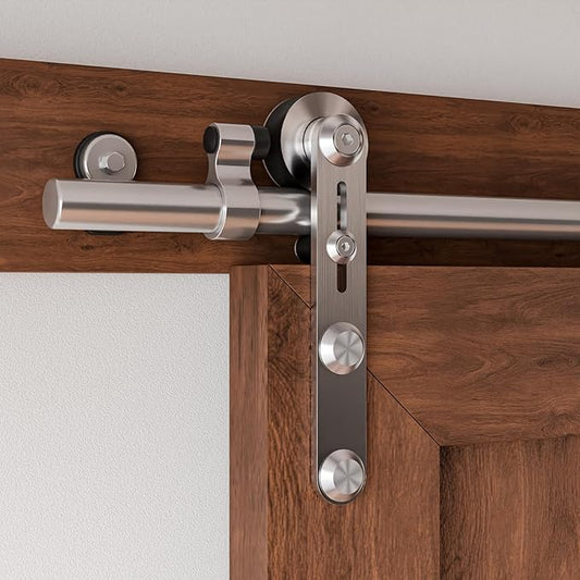 4FT Stainless Steel Sliding Barn Door Hardware Kit,Slide Smoothly Quietly,Easy Install,Heavy Duty Sturdy Barn Door Track for 24" Single Wood Door