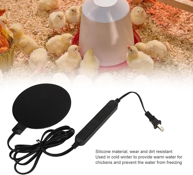 Chicken Water Heater for Winter, Poultry Water Heater Base 35W 120V Silicone Heated Pad Chicken Waterer Heated Chicken Coop Heater for Metal Bucket Stock Tank