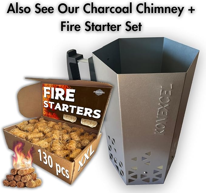 Heavy Duty Charcoal Chimney Starter, XXL Size, BBQ Chimney Starter for Charcoal Grill and Barbecues, Sturdy and Easy to Use BBQ Grill Tool for Rapid Fire Starter, Fire Starter Set (Steel)