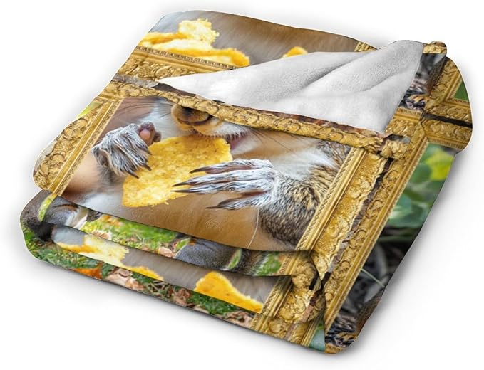 Cute Squirrel Throw Blanket Squirrel Blankets Fleece Plush Super Soft Cozy Warm Lightweight Squirrels Lover Decor Gifts for Boys Girls Kids Adults Men Women 50" x 60"