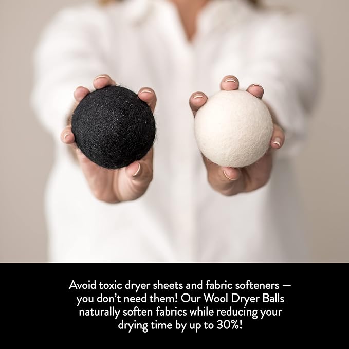 Molly's Suds Wool Dryer Balls | Natural Fabric Softener, Hypoallergenic, Reusable, Unscented, Reduce Drying Time | Large, Mixed Set of 6