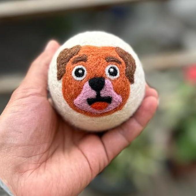 Wool Dryer Balls 6-Pack 100% Natural New Zealand Wool, Handmade in Nepal Reusable Laundry Balls, Faster Drying, Softer Clothes, Anti-Static, Dryer Sheets Alternative (Orange Dog)