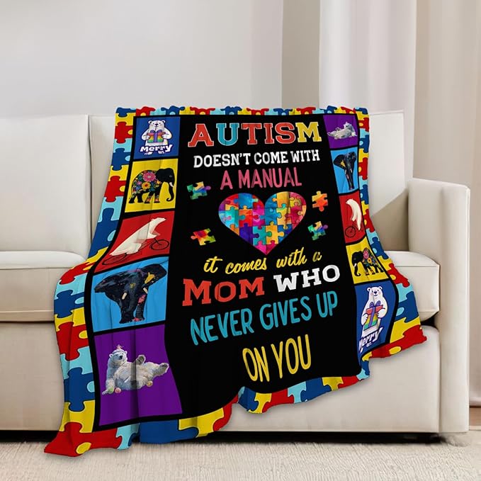 Autism Blanket Autism Awareness Throw Blankets Gifts for Girls Boys Kids Soft Cozy Fleece Plush for Couch Sofa Bed 50"x40"