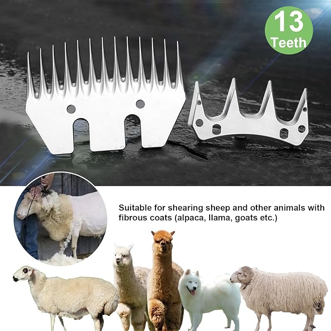3 Set 13 Tooth Sheep Shears Replacement Blades PRO Universal Blade for All Major Brands Oster GDJOB TAKEKIT BEETRO Dragro Lister Heiniger Clippers for Sheep Alpacas Goats (13 Tooth Silver)