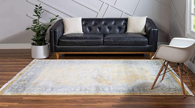 Unique Loom Baracoa Collection Area Rug - Prado (10' x 13' 1" Rectangle, Yellow/ Ivory)
