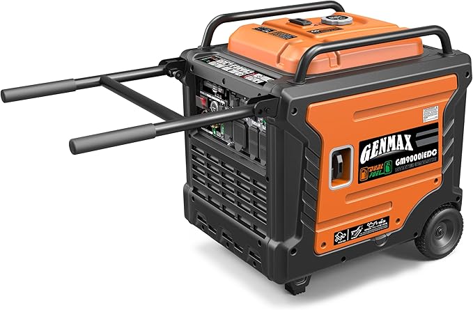 GENMAX Portable Generator, 9000W Super QuietDual Fuel Portable Engine with Parallel Capability, Remote/Electric Start, Ideal for Home backup power.EPA &CARB Compliant (GM9000iEDC)