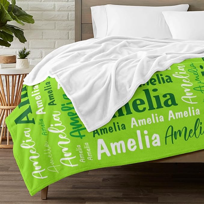 Custom Blanket with Name Personalized Blankets for Kids Adult Boys Girls Flannel Monogrammed Customized Blankets Throw (40''x50'')