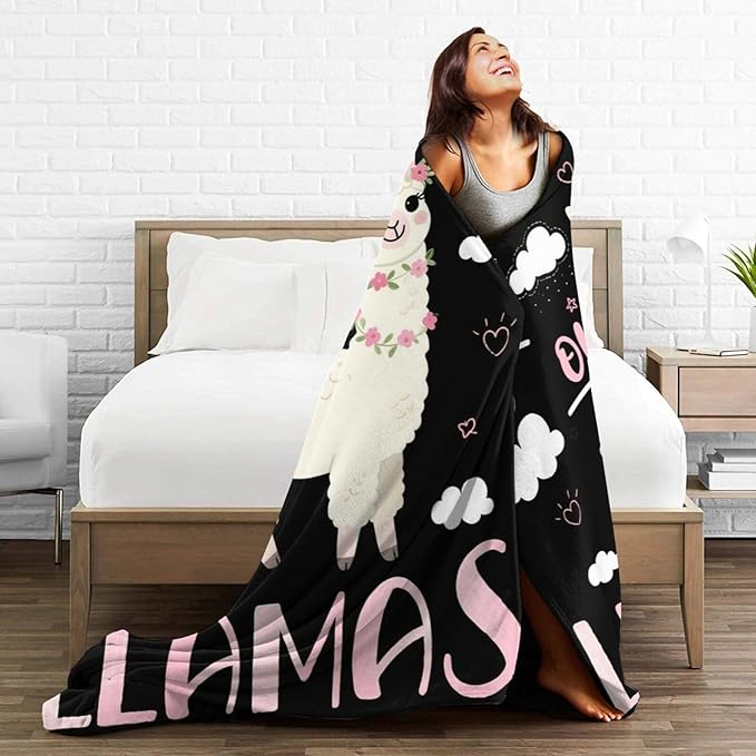 Cute Llamas Blanket, Soft Plush Fleece Alpaca Animal Throw Blanket - Cozy Warm Stuffed Blankets Bedding Llamas Gifts for Women Girls Kids Adults 60"X80"