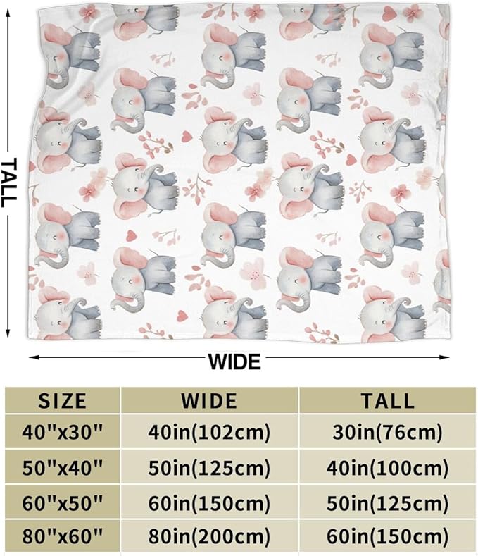 Elephant Super Cozy Soft Animal Throw Blanket - Warm Plush Fluffy Stuff Gifts for Women Girls - Fleece Flannel Gift for Kids Adults 60"X50"