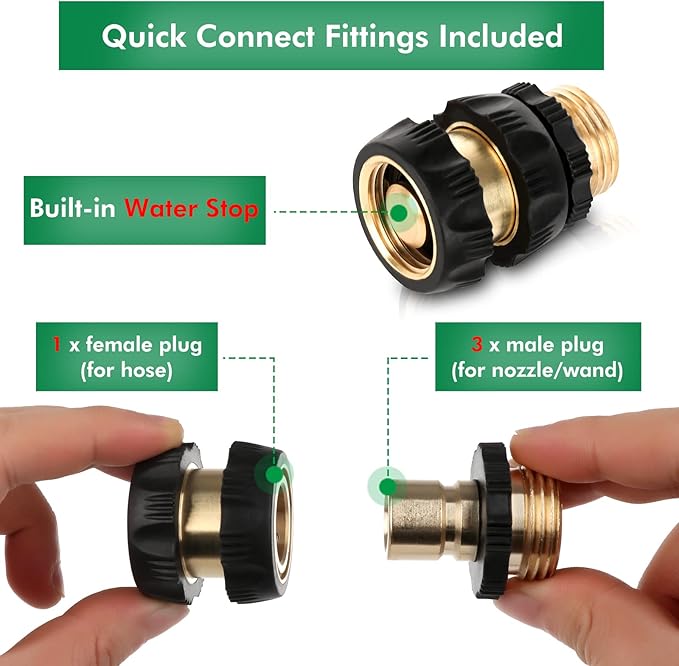 RESTMO Garden Watering Combo, Heavy Duty Hose Sprayer | Metal Hose Wand | High Pressure Hose Nozzle, Thumb Flow Control, Quick Connect Fittings Included, Easy to Reach Anywhere in Garden & Lawn