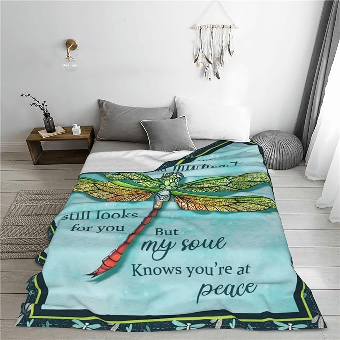 Dragonfly Blanket Dragonfly Throw Blanket Soft Fleece Flannel Bedding Dragonflies Gifts for Women Girls Lovers Adults Stuff Plush for Couch Sofa Bed Room Decor 50"X60"