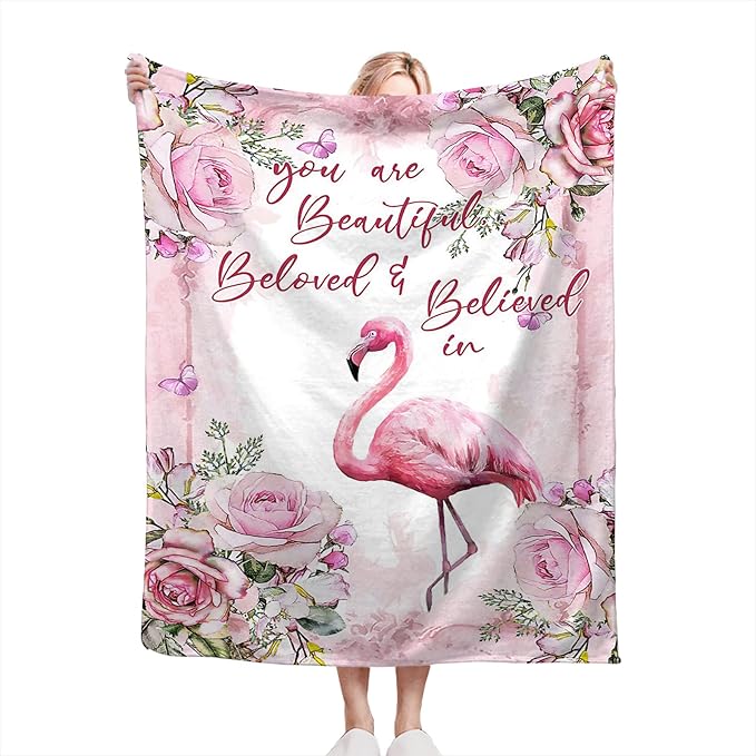 Tijuboni Flamingo Blanket Pink Flamingo Florals Throw Blanket for Girls Women Gifts for Kids Adults Ultra Soft Cozy Fleece Blanket for Couch Sofa Bed 60"x80"