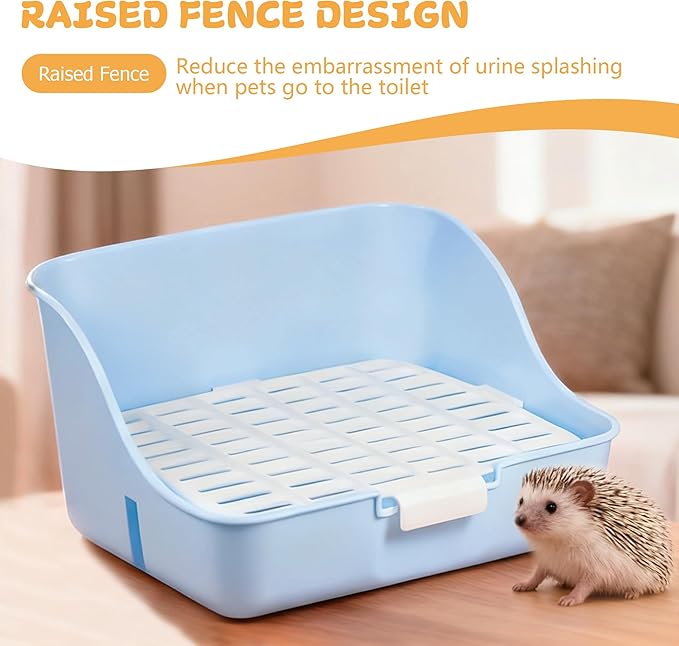 Large Rabbit Litter Box Bunny Potty Plastic Square Training Corner Litter Box, Bedding Toilet for Adult Ferret Hamster Guinea Pig, 11.4" L x 9.4" W x 6.3" H High Sided Pet Litter Tray