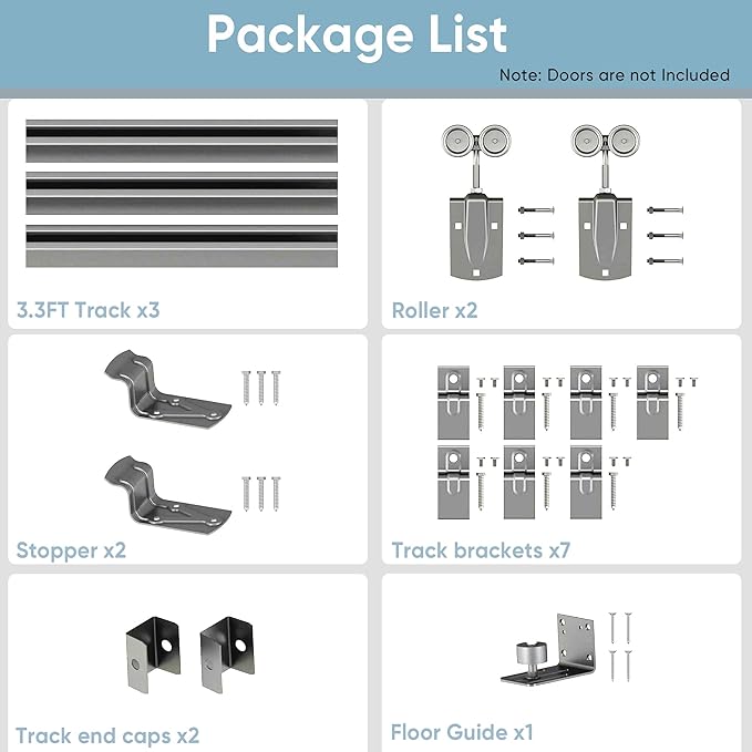 10FT Heavy Duty Exterior Barn Door Hardware Kit, BarnBase Box Rail Door Hardware Kit, Outdoor Barn Door Hardware Kit for 1 Door(Door not Include), 450 lbs Capacity, Silver