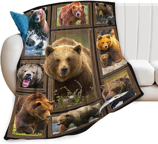 Tijuboni Bear Throw Blanket Bear Gifts for Girls Boys Women Men Kids Adults Soft Flannel Fleece Blanket for Couch Sofa Bed Home Decor 40"x50"