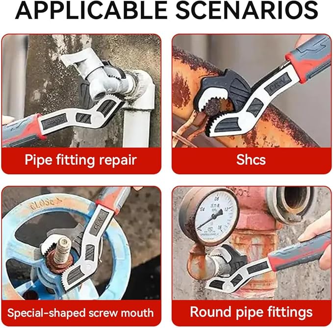 1/4PCS Multifunctional Self Locking Wrench - 6, 8, 10, 12 Inch Adjustable Pipe Wrench With Non-Slip Handle for Pipeline Maintenance, Can Replace Ratchet Wrench, Pipe Clamp (4 Size)