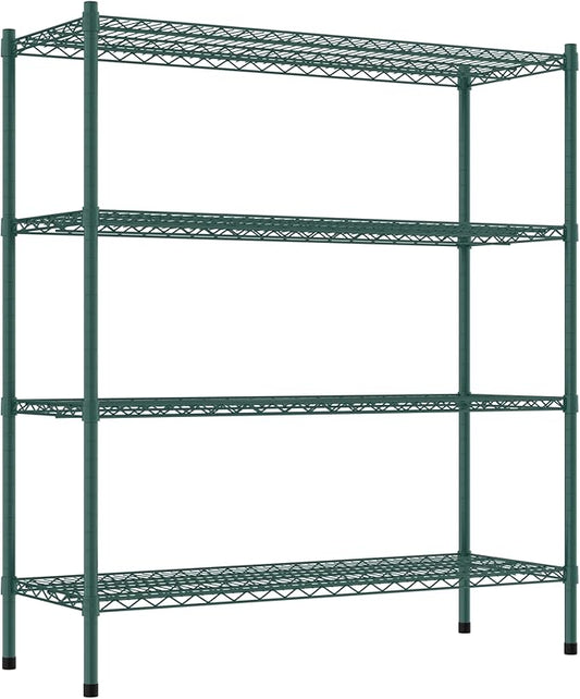 Commercial NSF Listed Green Epoxy Stationary Wire Shelving Kit 18" x 48" x 54", with 4 Shelves Perfect for Warehouse, Walk-in Refrigerator, Freezer, Grocery Store, Restaurant, Dishroom