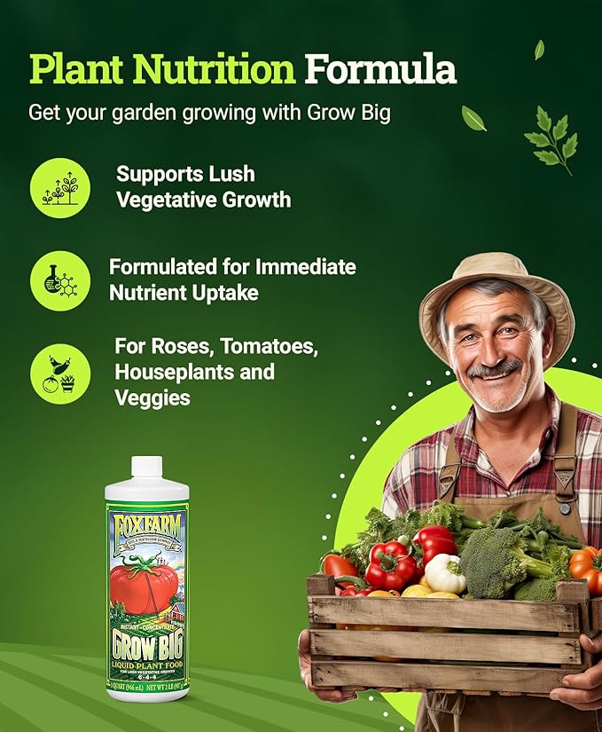 FoxFarm Fertilizer Soil Trio Liquid Nutrient: Tiger Bloom, Grow Big, Big Bloom Quart Bottles - (Pack of 3-32 oz)