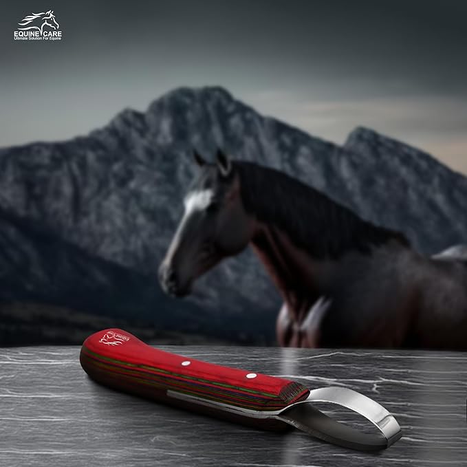 Double-Edged J2 Stainless Steel Hoof Trimming Loop Knife with Sheet Handle - Versatile Farrier Tool for Horse & Cow Hoof Care, Ideal for Farriers & Horse Owners.