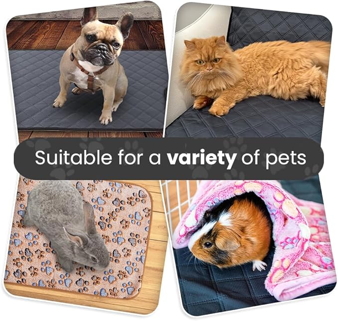 Bunny Cage Mats, 5 Pcs, Fit Midwest, Absorbs Moisture & Odors, Soft Guinea Pig Blankets, Comfortable Fleece Cage Liners, Washable Rabbit Bedding