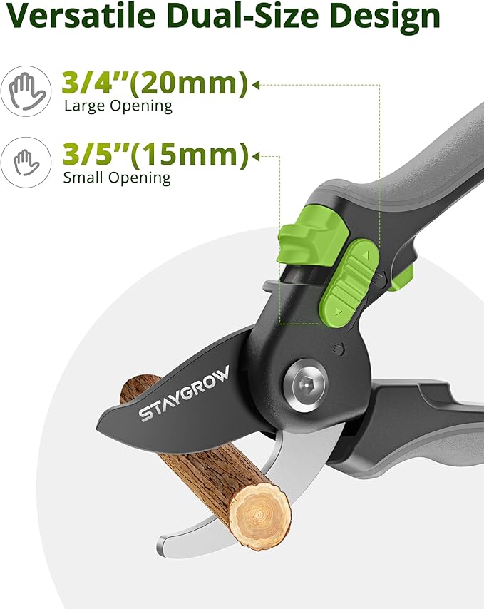 Pruning Shears for Gardening - 8.5" SK5 Garden Shears Cuts 10000+ Times Staying Sharp - Garden Scissors with One-handed Unlocking & Adjustable Handle- Garden Clippers Gardening Tools for Men Women