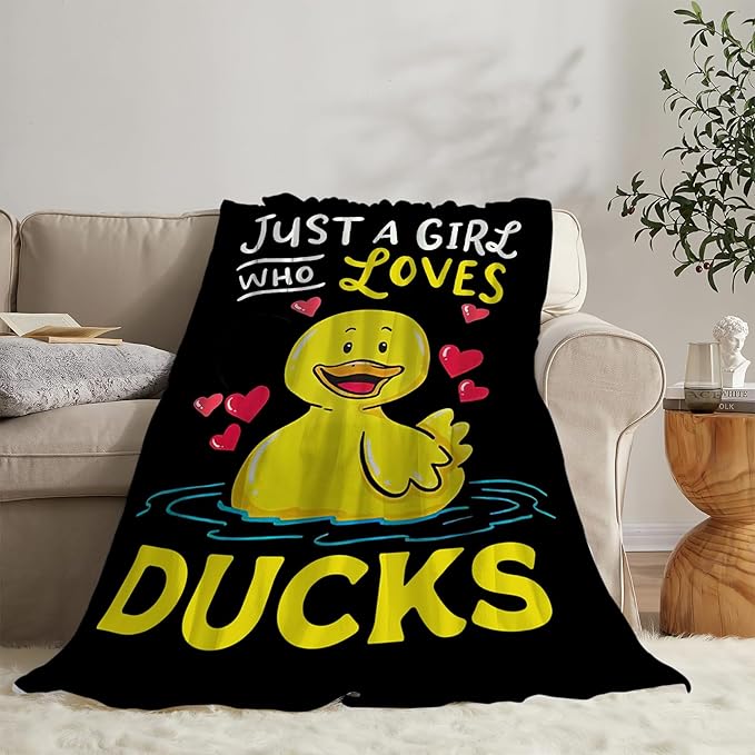 Duck Blanket Super Cozy Soft Duck Throw Blanket Warm Plush Fluffy Just a Girl Who Loves Ducks Lightweight Fleece Flannel Gifts Blankets for Kids Adults 80"x60"