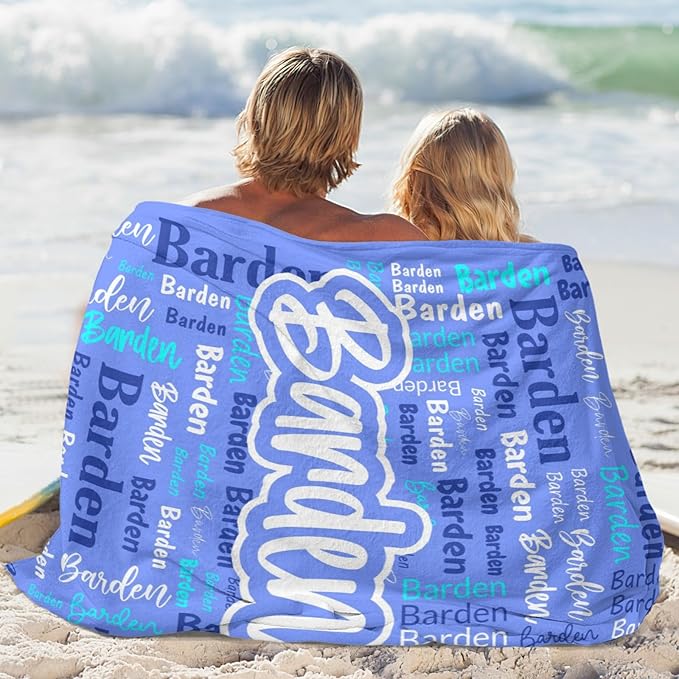 Custom Blanket with Name Personalized Blankets for Kids Adult Boys Girls Flannel Monogrammed Customized Blankets Throw (40''x50'')