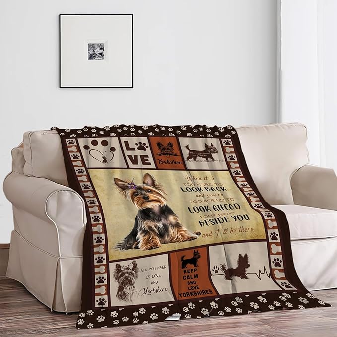 Yorkie Blanket, Yorkshire Dog Throw Blanket, Yorkie Gifts Blankets Stuff Fleece Flannel Plush for Girls Women Lovers Adults Soft Bedding Gift for Sofa Bed Office Home Decor 40"X50"