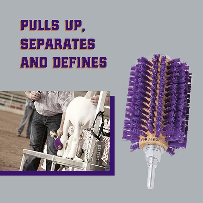 Weaver Leather Mini Roto Brush for Livestock, Wool/Hair Stimulating and Grooming Brush for Goat Sheep Cattle, Use with Drill, Coat Deshedding Tool