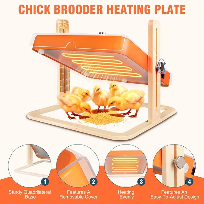 Chicken Coop Heater, Chicken Heater for Chicken Coop Accessories, Brooder Plate for Chicks, Chick Brooder Heating Plate UL-Compliant