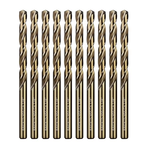 1/4" Cobalt Drill Bits 10Pcs - BAIDETS M35 1/4 Inch HSS Metal Twist Drill Bits Set for Hard Metal, Stainless Steel, Cast Iron and Other Hard Materials