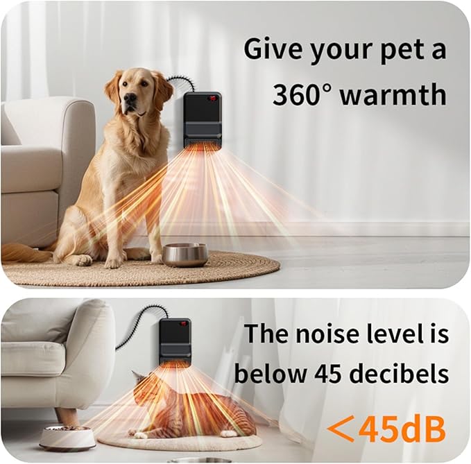 Pet House Heater 600w/300w Safe & Efficient Heating for Pet Houses,Chicken Coops,Dog House - Wall-Mounted Design with Overheat Safe& Anti-Chew Cord