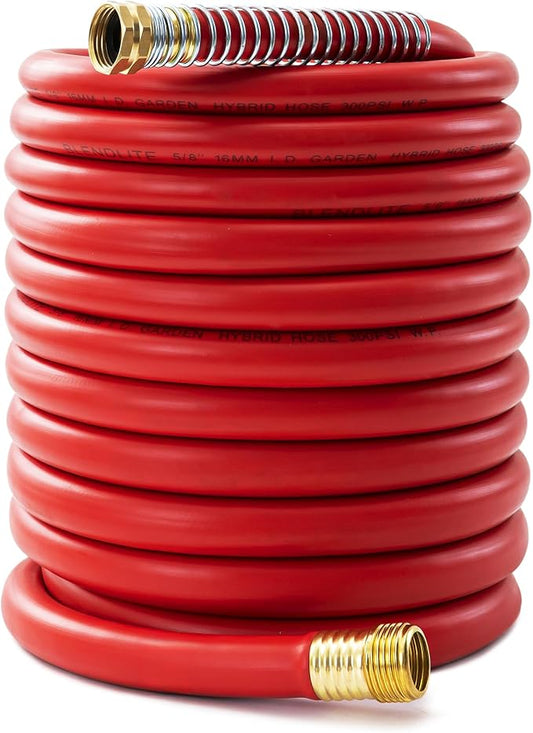 5/8" Garden Hose 100ft, -40℉ To 190℉ Hot/Cold, Heavy Duty,Flexible, 300psi Working, 1000psi Burst, 3/4" Brass Fittings with Hose Protector Coil Spring for Outdoor,Yard, Farm