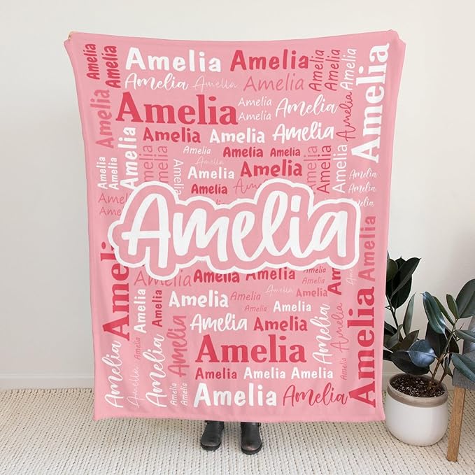 Custom Blanket with Name Personalized Blankets for Kids Adult Boys Girls Flannel Monogrammed Customized Blankets Throw (30''x40'')