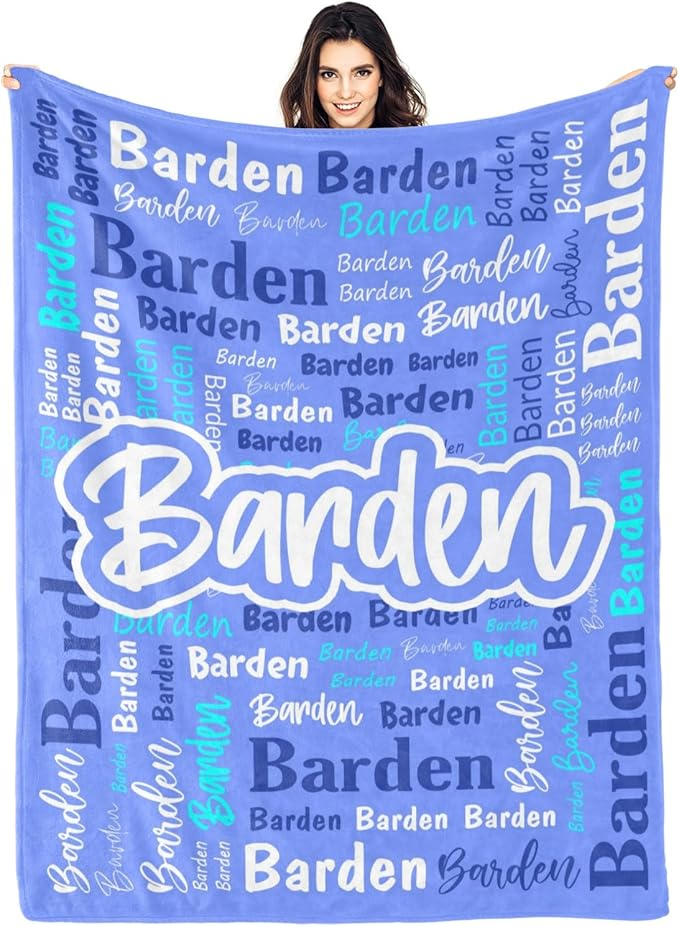 Custom Blanket with Name Personalized Blankets for Kids Adult Boys Girls Flannel Monogrammed Customized Blankets Throw (50''x60'')