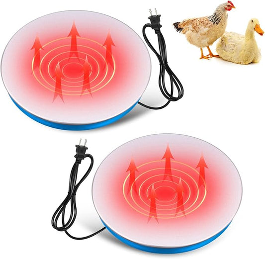 2 Pack Chicken Water Heater Poultry Water Heater Base 110v Heated Pad Deicer Heated Base Poultry Founts Chicken Coop Accessories with 59 Inch Cord for Winter Farm (7.7 Inch)