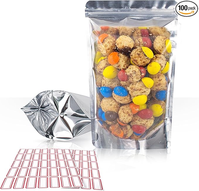 BELLE KR® 3x5 Small Mylar Bags for Freeze Dried Candy - Pack Of 100-4 Mil Thick - Clear Mylar Bags with See Through Window for Freeze Drying
