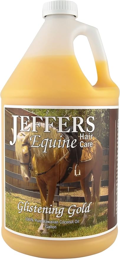 Jeffers Equine Glistening Gold Horse Shampoo, 1 Gal –All Natural Tearless Shampoo for Horses, Moisturizing with Vitamin E & Coconut Oil, Best for Shiny Coat & Sensitive Skin, Detergent Free