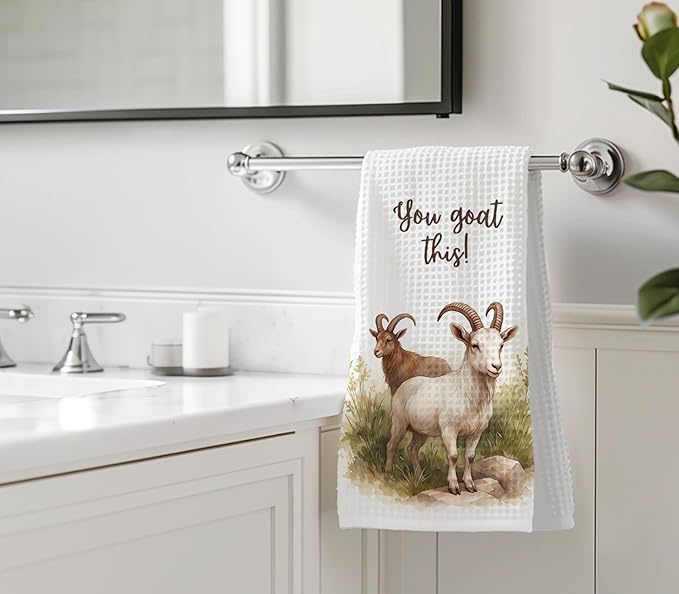 InnoBeta Funny Goat Gifts, Hand Kitchen Towel 2 Pack, 16 x 24 in Microfiber Dish Tea Towel, You Goat This