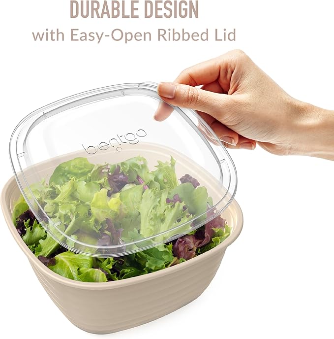 Bentgo Prep - 1-Compartment Bowls with Custom-Fit Lids - Reusable, Microwave Safe, Durable, PFAS & BPA-Free, Freezer & Dishwasher Safe Meal Prep Food Storage - 10 Bowls & 10 Lids (White Stone Tan)